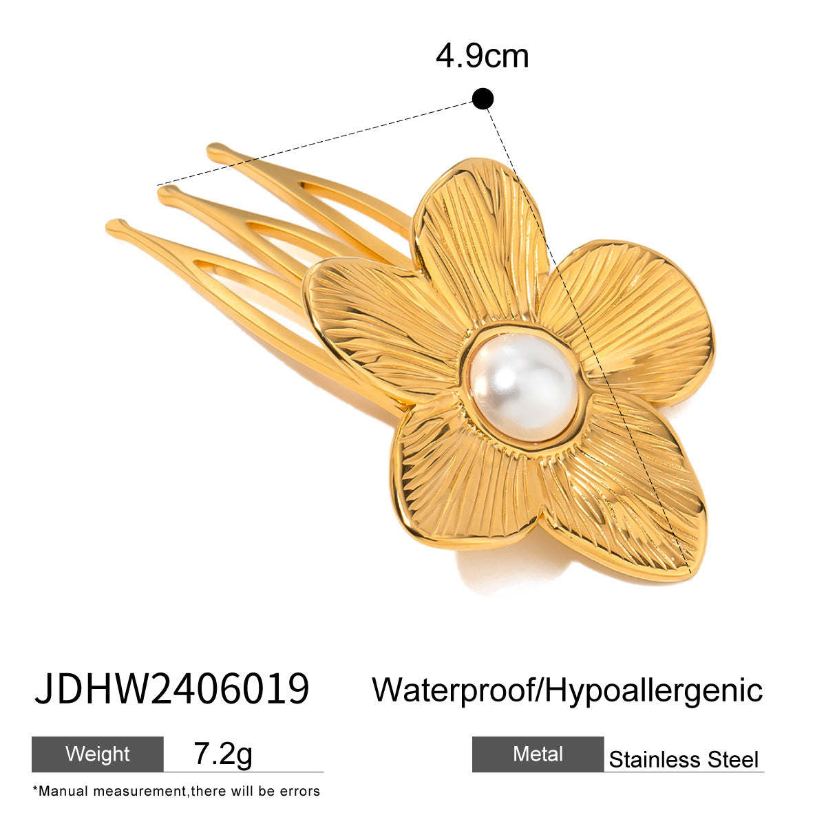 Wholesale 18k Gold Stainless Steel Personalized Retro Pattern Starfish Hair Clips